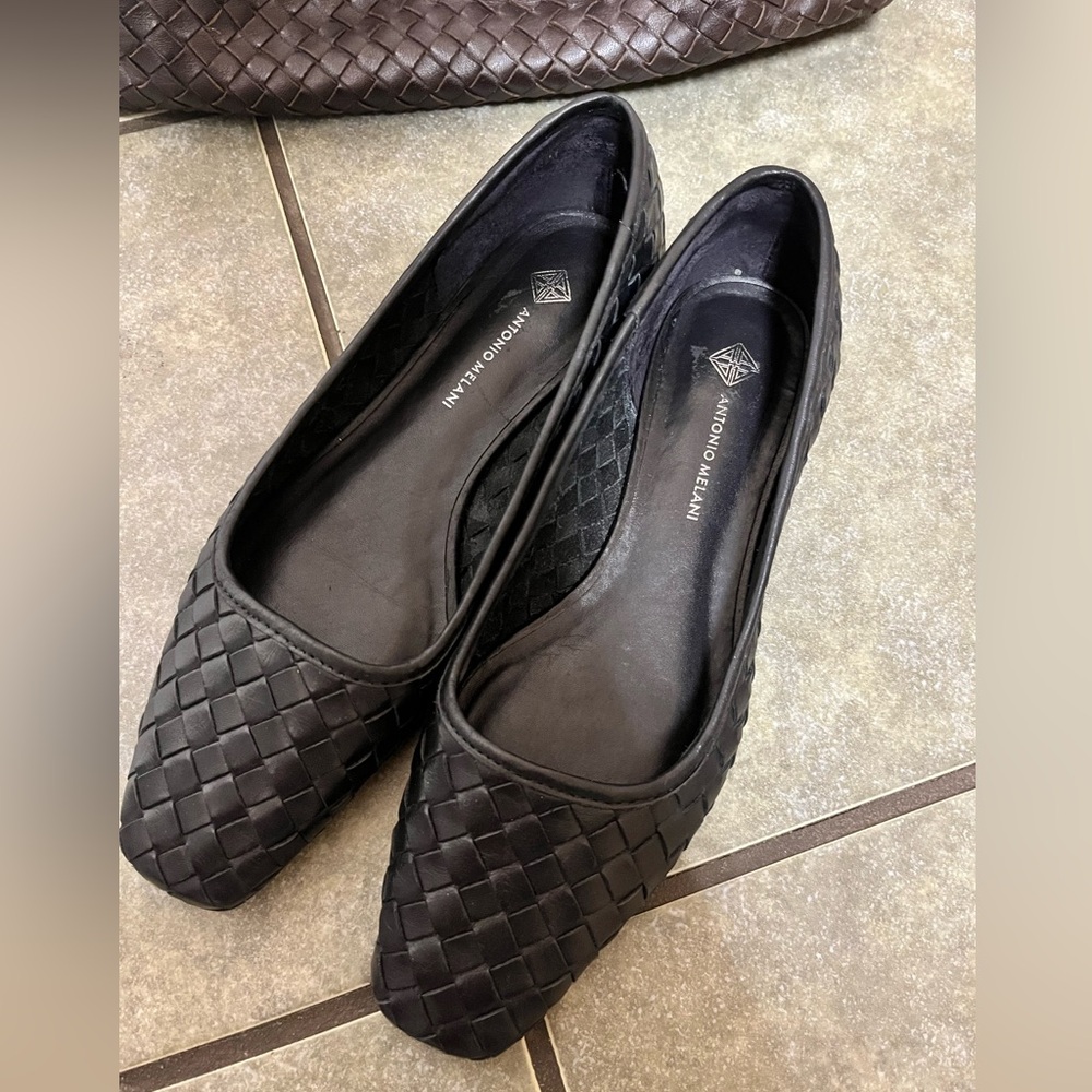 ANTONIO MELANI Black Woven Flats size 6.5